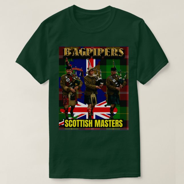 Camiseta Amos escoceses de Bagpipers 1 (Diseño del anverso)