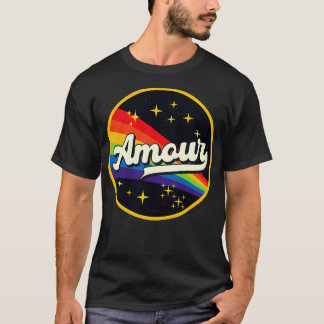 Camiseta Amour Rainbow en un estilo vintage espacial