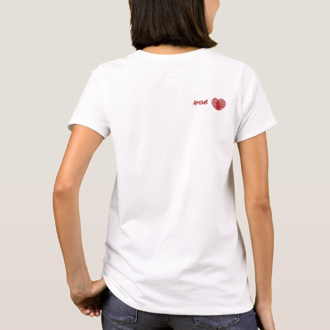 Camiseta Amour Red Fingerprint Heart  (Reverso)