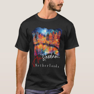 Camiseta Ámsterdam At Night Painting - Países Bajos - Amste