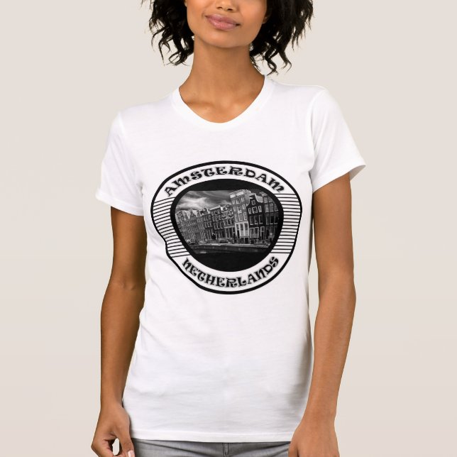 CAMISETA AMSTERDAM BLANCO Y NEGRO (Anverso)