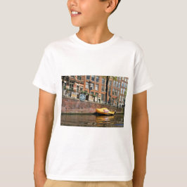 Camiseta Amsterdam, Canal, Barco de zapatos de madera
