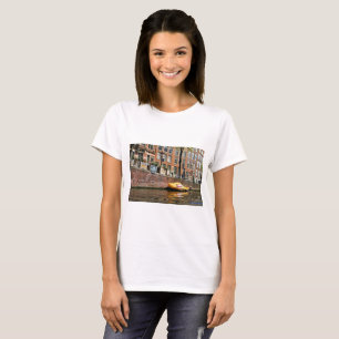 Camiseta Amsterdam, Canal, Barco de zapatos de madera