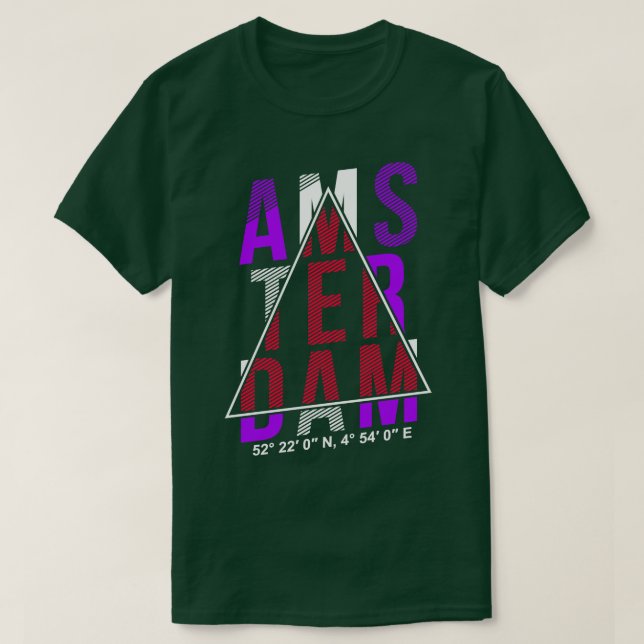Camiseta Amsterdam City Typography Holanda Holanda (Diseño del anverso)