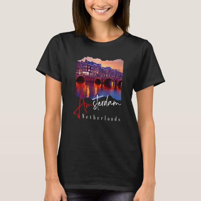 Camiseta Amsterdam De Noche - Holanda Holanda - Amster (Anverso)