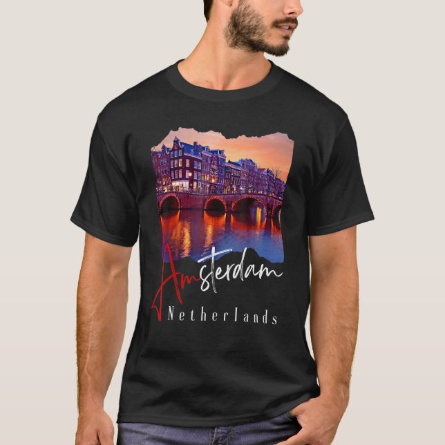Camiseta Amsterdam De Noche - Holanda Holanda - Amster (Anverso)