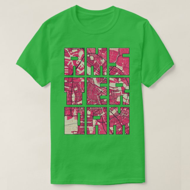 Camiseta Ámsterdam Países Bajos Blossom City Map Typography (Diseño del anverso)