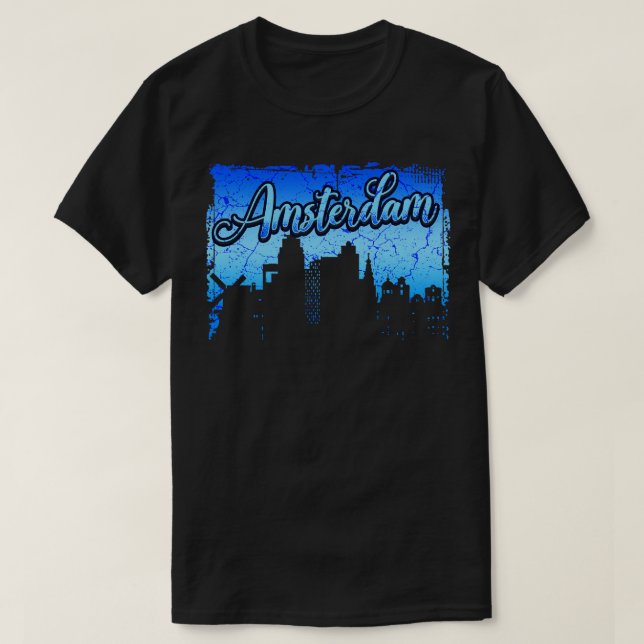 Camiseta Ámsterdam Países Bajos Holanda City Skyline 3 (Diseño del anverso)