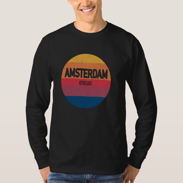 Camiseta Amsterdam Países Bajos Retro Sunset Souvenir (Anverso)