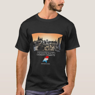 Camiseta Amsterdam Países Bajos Skyline Vacation Souvenir C