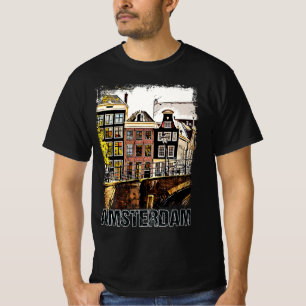 Camiseta Amsterdam Países Bajos Vintage Travel Poster Retro