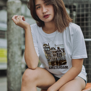 Camiseta Amsterdam Países Bajos Vintage Travel Poster Retro