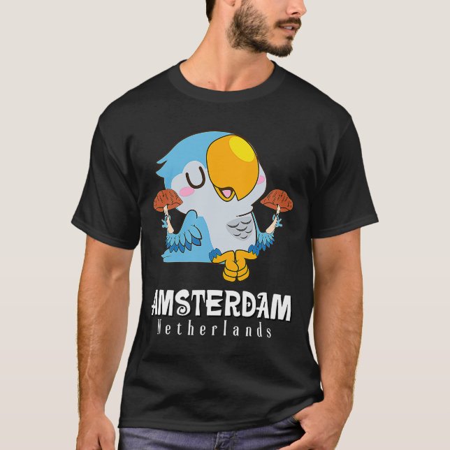 Camiseta Amsterdam Parakeet Mushroom Holland Países Bajos (Anverso)