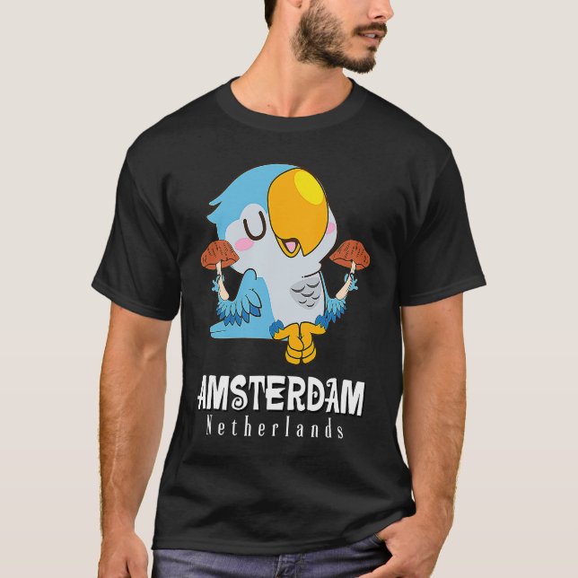Camiseta Amsterdam Parakeet Mushroom Holland The Netherland (Anverso)
