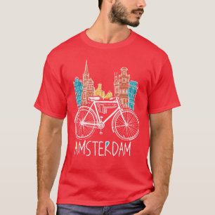 Camiseta Amsterdam Retro Ciudad Países Bajos Bicicleta Bici