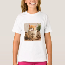 Camiseta Amuleto de Gatito en Taza de Café