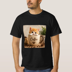 Camiseta Amuleto de Gatito en Taza de Café