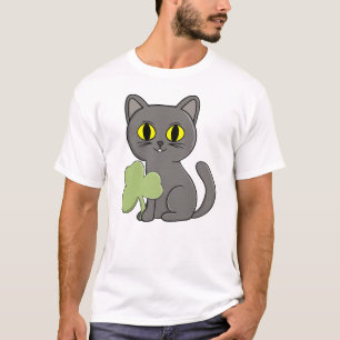 Camiseta Amuleto de trébol de trébol gris de gato