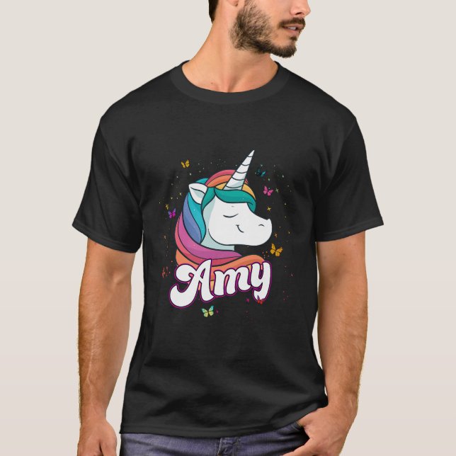 Camiseta Amy - Adorable Nombre Chica Con Bonito Unicornio (Anverso)