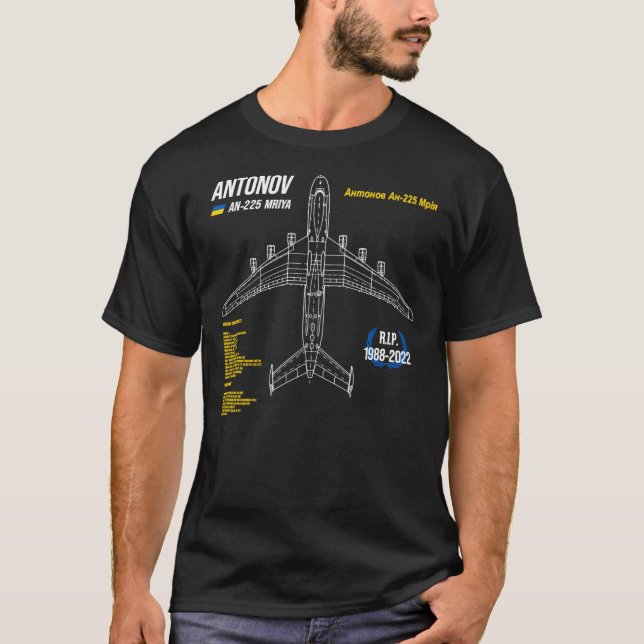 Camiseta AN-225 Antonov Mriya Cargo Plane RIP Poster   (Anverso)