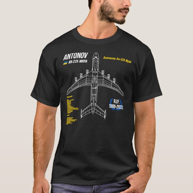 Camiseta AN-225 Antonov Mriya Cargo Plane RIP Poster Classi (Anverso)