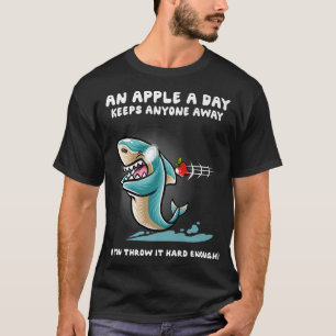 Camiseta An Apple A Day Keeps Anyone Away Nerd Shark Funny 