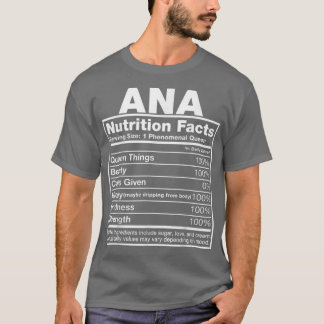 Camiseta Ana Nutrition FactsAna Name Birthday 