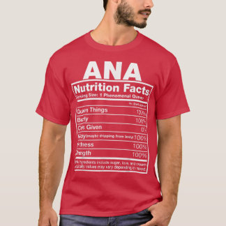 Camiseta Ana Nutrition Hacts Ana Nombre Cumpleaños 