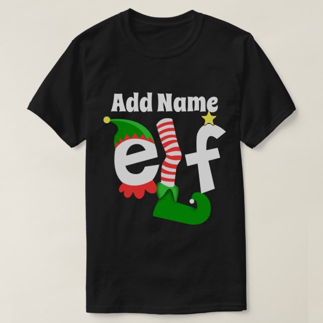Camiseta Añada el nombre el navidad del duende - modificado (Diseño del anverso)