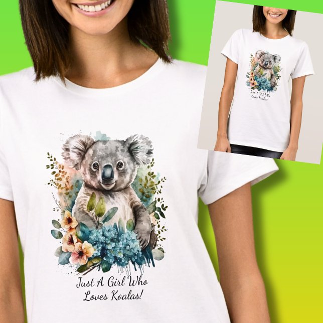 Camiseta Añade tu nombre de texto, ¡solo un Chica que ama a (Just A Girl Who Loves Koalas! You Can Add a Name or Change the Text Message.)