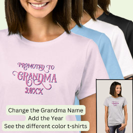 Camiseta Añadir año, rosa promocionado a la abuela