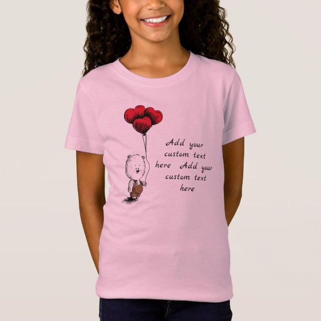 Camiseta Añadir el día de San Valentín del oso de peluche d (Anverso)
