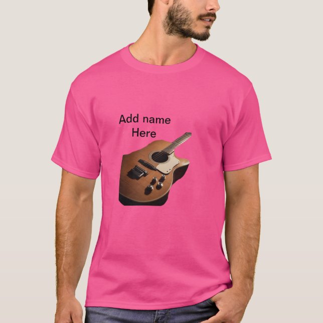 Camiseta Añadir el nombre texto guitarra acústica marrón ed (Anverso)