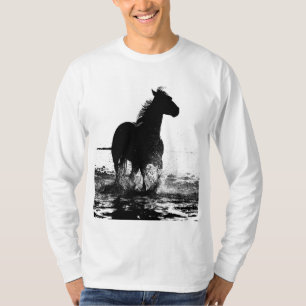 Camiseta Añadir el texto corriendo caballos Hombres Mangas 