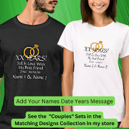 Camiseta Añadir fecha de año, nombres, pareja de aniversari