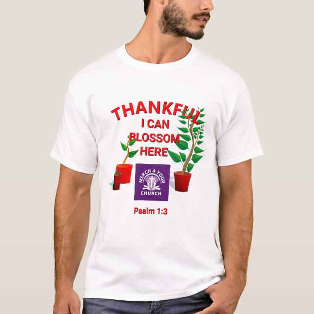Camiseta AÑADIR LOGO Blossom Plantado Aquí Iglesia Cristian (Anverso)