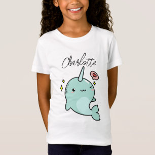 Camiseta Añadir nombre a la fiesta de cumpleaños de Narwhal