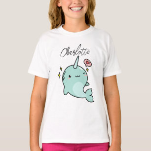 Camiseta Añadir nombre a la fiesta de cumpleaños de Narwhal