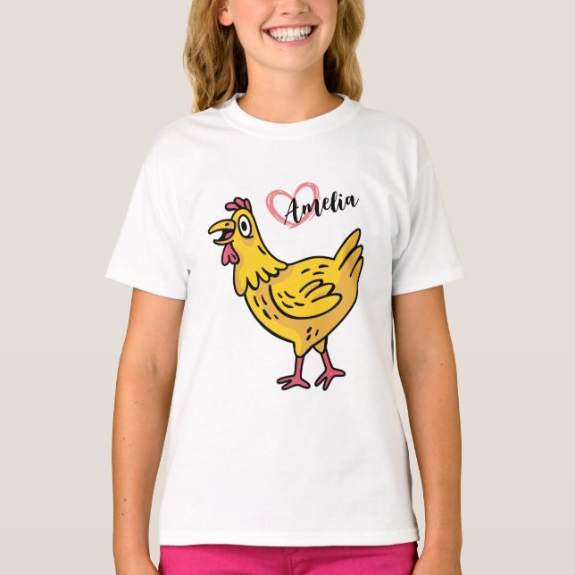 Camiseta Añadir nombre a los pollos Regalo de cumpleaños, c (Anverso)