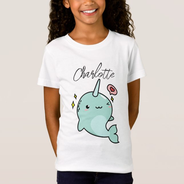 Camiseta Añadir nombre a Narwhal - Regalo para los amantes  (Anverso)