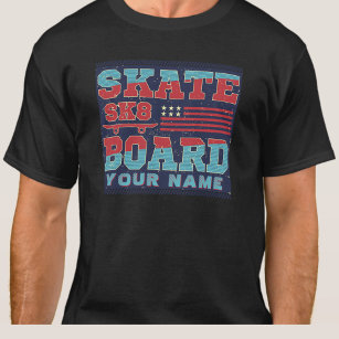 Camiseta Añadir nombre a Skateboard de texto SK8 Bandera de