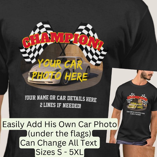 Camiseta Añadir nombre a su foto de coche texto, bandera ga (Subido por el creador)