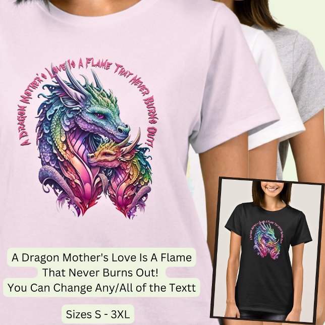 Camiseta Añadir nombre a texto, madre y bebé dragón (Subido por el creador)