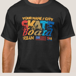 Camiseta Añadir nombre ciudad texto Skateboard Urban SK8 co