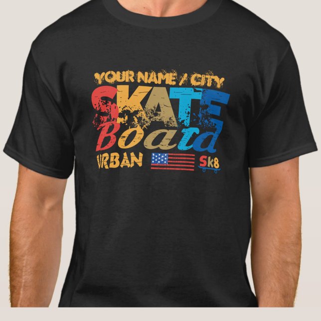 Camiseta Añadir nombre ciudad texto Skateboard Urban SK8 co (Subido por el creador)