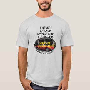Camiseta Añadir nombre, foto de su auto, texto, nunca creci