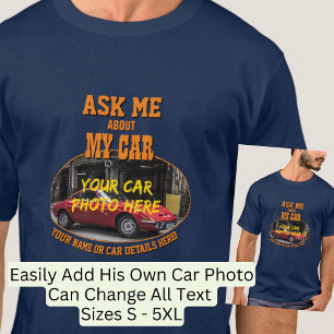 Camiseta Añadir nombre, foto de su auto, texto, preguntarme