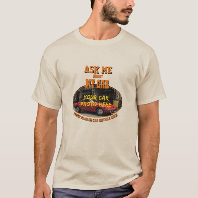 Camiseta Añadir nombre, foto de su auto, texto, preguntarme (Anverso)