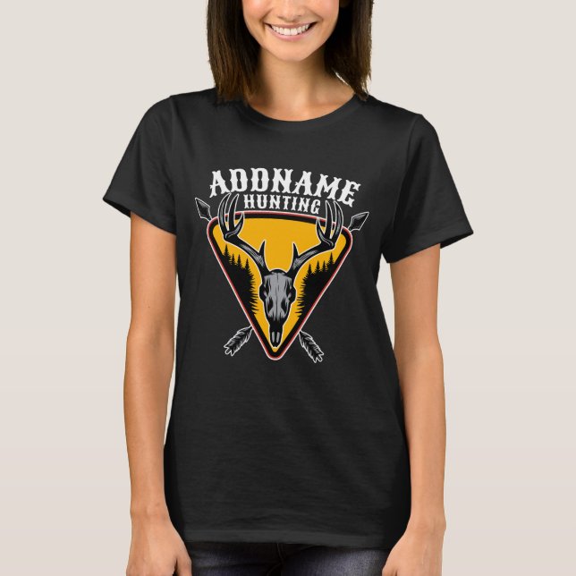 Camiseta AÑADIR NOMBRE Hunter Elk Skull Big Antlers Caza de (Anverso)