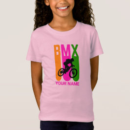 Camiseta Añadir nombre o texto BMX Bike Rider Naranja Pink